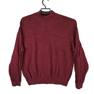 Mens John Ashford Burgundy Pure Italian Merino Wool Sweater Long Sleeve Size XXL